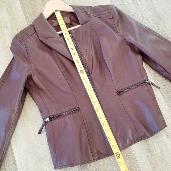 Blank NYC Burgundy Vegan Leather Moto Faux Learher Zip-up Jacket NWT - Picture 9 of 16